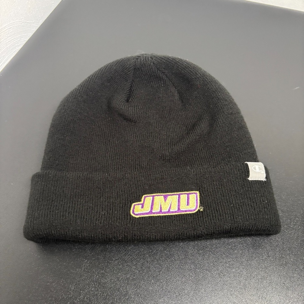 JMU Champion Black Beanie Hat James Madison University Dukes Unisex Adult OSFM
